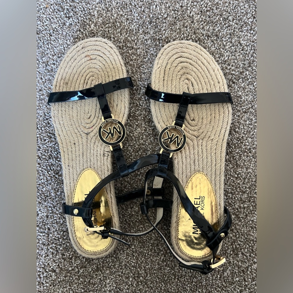 Black and Tan Michael Kors sandals